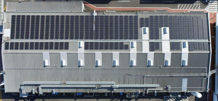 Solar power generation equipment installed on the roof of the Ushiku Plant